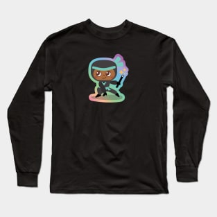 Teal Ninja in Rainbow Long Sleeve T-Shirt